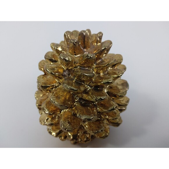 2 Dept 56 Gold Tone Pinecones Christmas Winter Decor - Picture 3 of 8